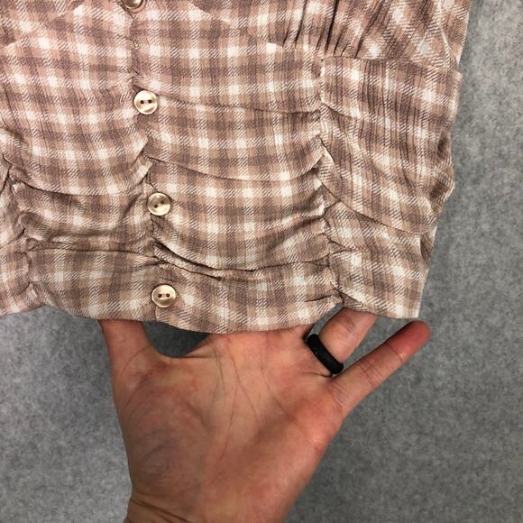 Pink Rose Tank Crop Medium‎ Lace Trim Ruched Preppy Coquette Cowgirl Y2K 90s - Picture 3 of 10